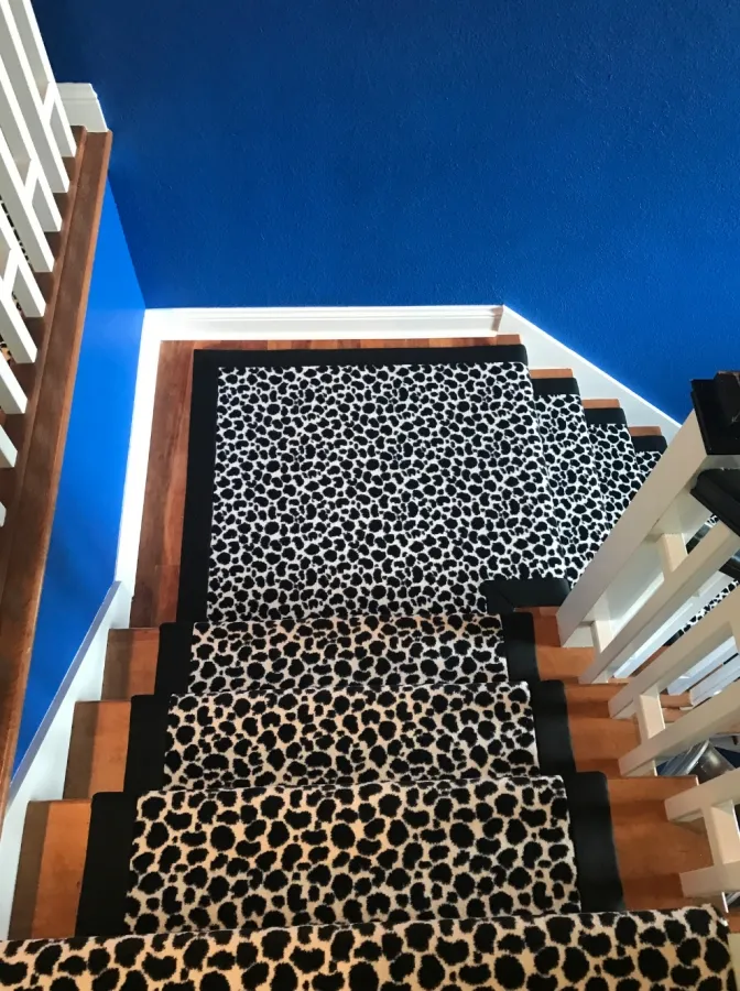 Animal Print Stairway Carpet Installation  Kerns Carpet